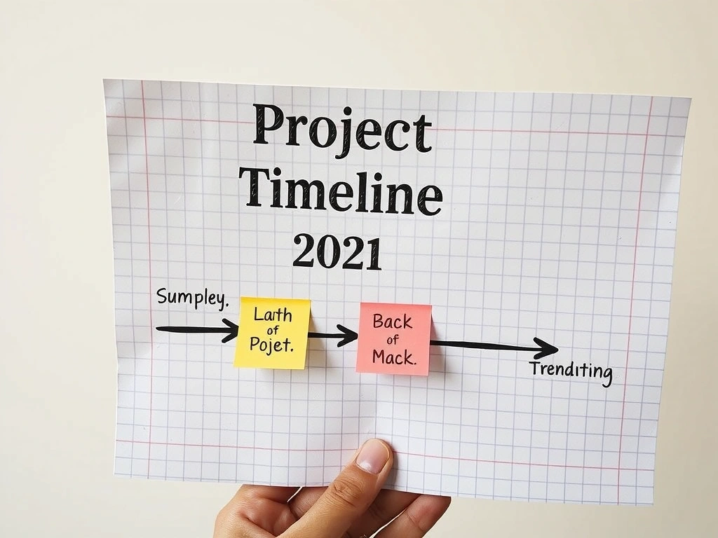 A sketch of a project timeline on graph paper